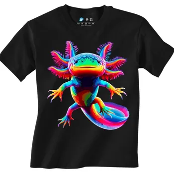 Chlapecké tričko Dětské tričko Barevný Podvodní Axolotl (Velikost: 3-4, Barva: Černá)