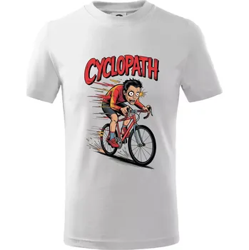 Cyclopat karikatura - Tričko dětské bavlněné - 98 cm / 2 roky ( Bílá )