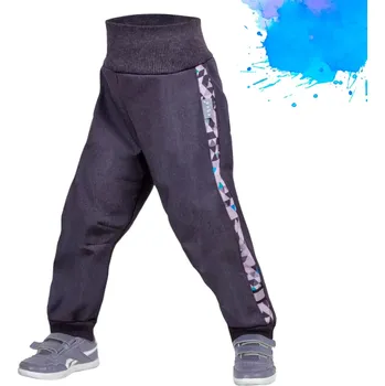 Dívčí oblečení Unuo Batolecí softshellové kalhoty s fleecem Street Žíhaná antracitová Metricon Kluk 80/86