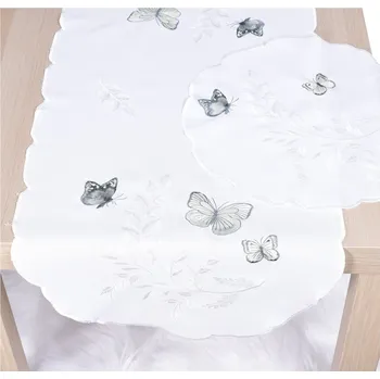 ubrus Ubrus celoroční, Motýlí a bílý list vyšívaný, bílý