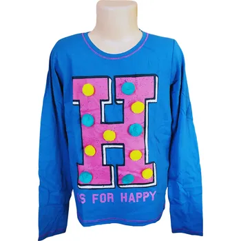 Dívčí tričko LEMON BERET s bambulkami dlouhý rukáv modré Barva: Modrá, Velikost: 116/122