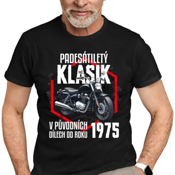 Žertovný předmět Padesátiletý klasik - v původních dílech od roku 1975 - pánské tričko s potiskem- Tričkový.cz
