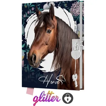 Výtvárné potřeby Junior Památník 14x18cm, 80listů čistý se zámkem Horse, kůň