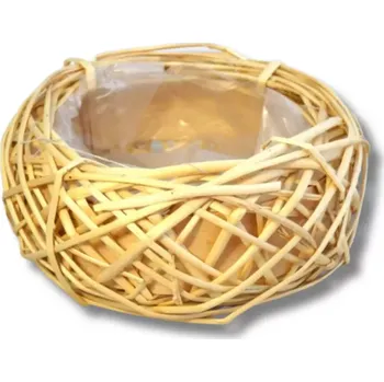 Dekorace - Miska z proutí s igelitem natur