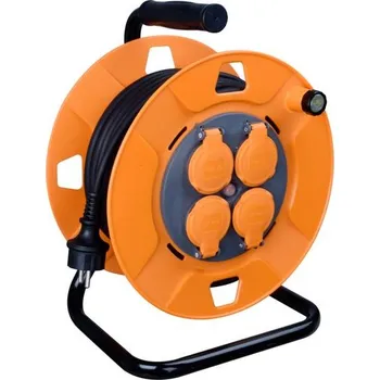 Elektrická zásuvka Kábel Strend Pro CR038, predlžovací, L-50 m, 4x zásuvka, IP44, čierna guma, na bubne