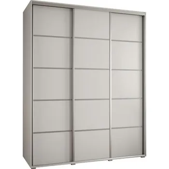 Šatní skříň Šatní skříň s posuvnými dveřmi DAVOS 4, 190cm | Bílá / stříbrné pojezdy