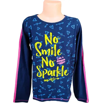 Dívčí tričko LEMON BERET no smile no sparkle dlouhý rukáv modré Barva: Modrá, Velikost: 128/134