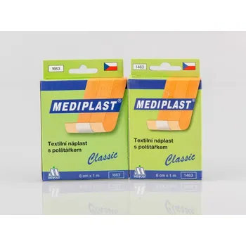 Náplast Náplasti polštářkové textilní (Textilní polštářkové náplasti, dostupné v šířkách 6 cm a 8 cm, vhodné pro snadné a spolehlivé krytí ran.)