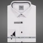 Pánská košile AMJ bavlněná, bílá vzorovaná VDBR1401, dlouhý rukáv, regular fit, vel. 49/50