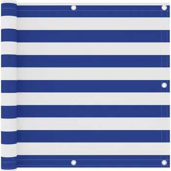 Slunečník ZBXL Balkónová zástěna bílá a modrá 90 x 400 cm oxfordská látka