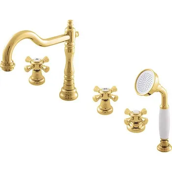 Vodovodní baterie MORAVA RETRO - Vanová baterie 5-otvorová, Zlatá lesklá MK364.0PZ, RAV Slezák