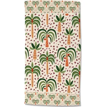 Osuška Zelená/béžová sametová plážová osuška 100x180 cm Cezan – Good Morning ID_1808410