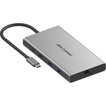 USB hub AlzaPower Metal USB-C Dock Station 10v1 Dual Screen for Apple MacBook vesmírně šedý