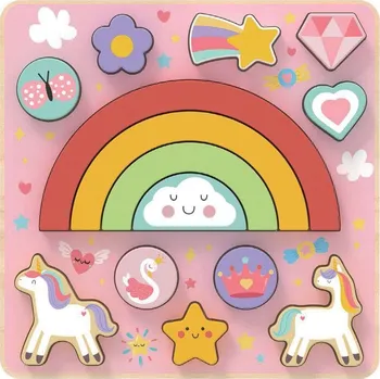 Dřevěná hračka Rappa 2Kids Toys Balanční puzzle Unicorn 2 v 1