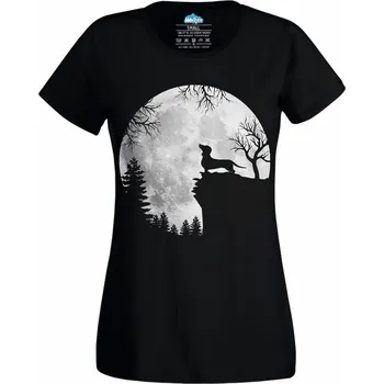 Dámské tričko Hrdý Jezevčík za Úplňku (Velikost: 4XL, Barva: Černá)