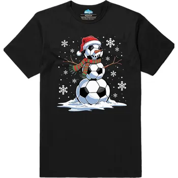 Pánské tričko Wolken.cz Vánoční Fotbalový Sněhulák Černá XXL