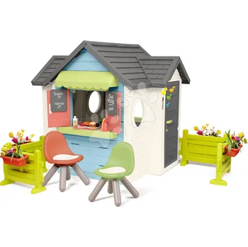 Dětský domeček Domeček s restaurací a obchodem se dvěma zahrádkami Chef House Life Smoby rozšiřitelný se 2 židlemi