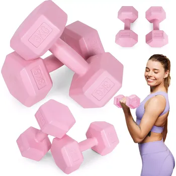 Sada hexagonálních činek 2×3 kg růžové ModernHome