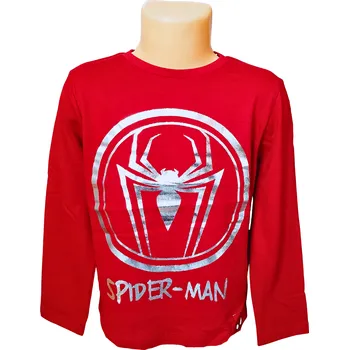 Chlapecké tričko Sun City Chlapecké tričko SPIDERMAN metalický pavouk v kruhu dlouhý rukáv červené Barva: Červená, Velikost: 128
