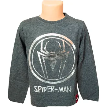 Sun City Chlapecké tričko SPIDERMAN metalický pavouk v kruhu dlouhý rukáv šedé Barva: Šedá, Velikost: 98