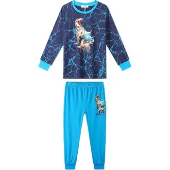 Chlapecké oblečení DĚTSKÉ PYŽAMO S DINOSAUREM BAVLNA Barva: Tmavě modrá, Velikost: 128