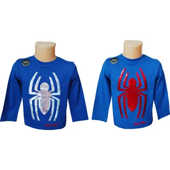 Sun City Chlapecké tričko SPIDERMAN měnící flitry pavouk dlouhý rukáv Barva: Modrá, Velikost: 98