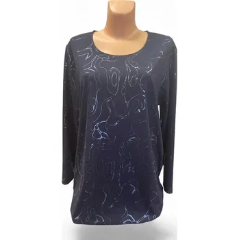 Dámský svetr Modrý a černý pulovr LESK, Barva Modrá, Velikost XL 44, Materiál 64%Viskoza 31%Pe5%Pu