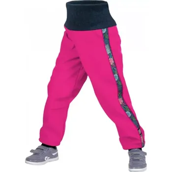 Dívčí oblečení Unuo Batolecí softshellové kalhoty s fleecem Street Fuchsiová Květinky 80/86