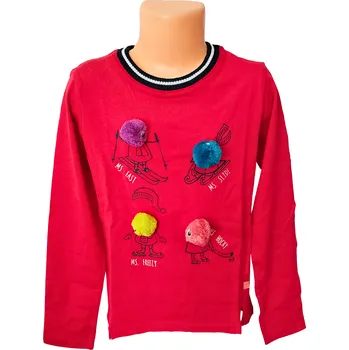 Dívčí tričko LEMON BERET bambulky s očima dlouhý rukáv červené Barva: Červená, Velikost: 128/134