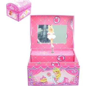 Šperkovnice Šperkovnice hrací skříňka truhla princezny s panenkou na natažení karton