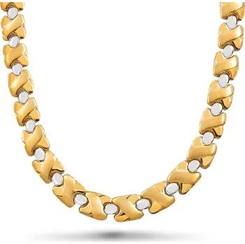 Náhrdelník Zlatý dvoubarevný náhrdelník s matováním IZ20575 + dárkové balení LUXUS zdarma