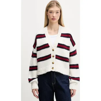 Dámský svetr Kardigan s příměsí vlny Tommy Jeans DW0DW21678 béžová 01D, vel. XS