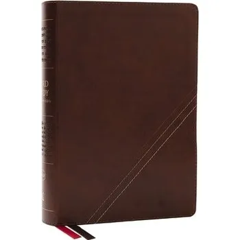 NKJV, Word Study Reference Bible, Leathersoft, Brown, Red Letter, Thumb Indexed, Comfort Print - Thomas Nelson