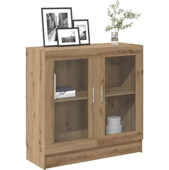 Vinotéka vidaXL Prosklená skříň 82,5 x 30,5 x 80 cm dřevotříska [802741] Barva: dub artisan