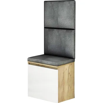 Botník Sada předsíňového nábytku s čalouněnými panely a botníkem Megan - Agat zloty bialy, szary 50x123 cm