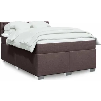 Postel vidaXL Box spring postel s matrací 160x200 cm textil [3285954] Barva: tmavě hnědá