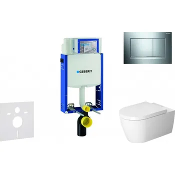 GEBERIT - Kombifix Modul pro závěsné WC s tlačítkem Sigma20, lesklý chrom/chrom mat + Duravit ME by Starck - WC a sedátko, Rimless, SoftClose 110.302.00.5 NM6