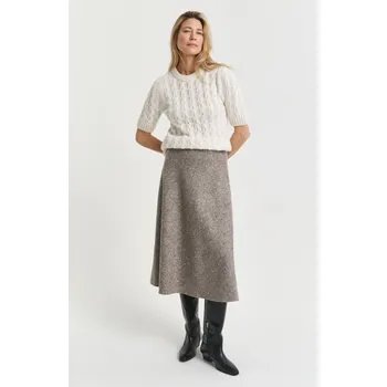 Dámská sukně SUKNĚ GANT MIDI FLARED WOOL SKIRT DEEP BROWN