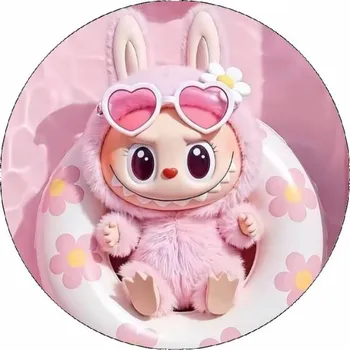 Jedlý papír na dort kulatý 19,5 cm, Labubu v bazéně