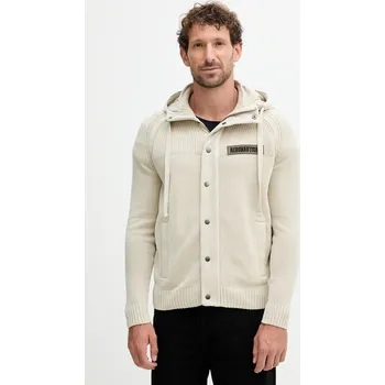 Pánská mikina Bavlněná mikina Aeronautica Militare pánská, béžová barva, s kapucí, s aplikací, MA1575UL00539 01X, vel. L