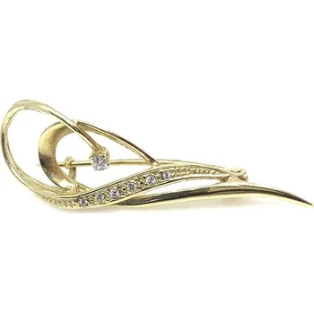 Řetízek Diante Zlatá brož s bílým kamenem 79704777