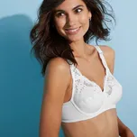 Blancheporte Jednobarevná přiléhavá podprsenka zn. Confidence Lingerie® ze strečové bavlny s ažurovou výšivkou, s kosticemi bílá 80E