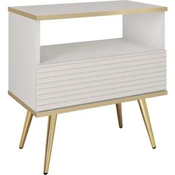 Noční stolek ArtPS Noční stolek BIJOU S-54 MDF | bílá / zlaté nohy