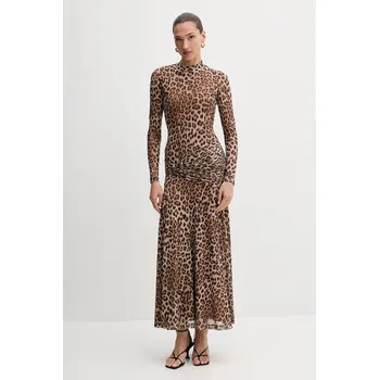 Dámské šaty Šaty Bardot hnědá barva, maxi, 58853DB8 88X, vel. XS