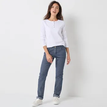 Dámská móda Tričko s tuniským výstřihem a dlouhými rukávy bílá 46/48