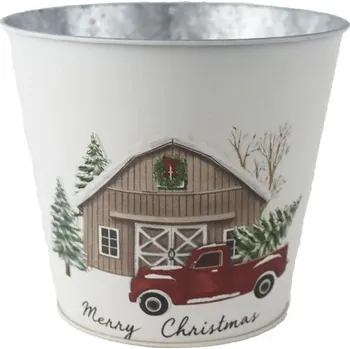 Květináč MOREX Vánoční květináč plechový K4485/3 červená