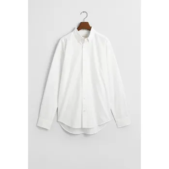 Pánské oblečení KOŠILE GANT REG PINPOINT OXFORD SHIRT WHITE