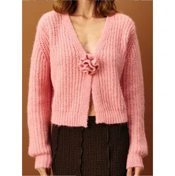 Dámský svetr Sinsay - Svetr s výstřihem do V - růžová - 428FJ-39X - 428FJ-39X-M