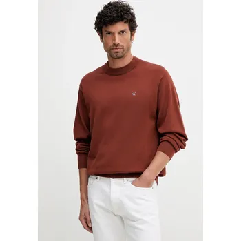 Pánský svetr Bavlněný svetr Calvin Klein Jeans pánský, vínová barva, LV04RC309G COP, vel. XS