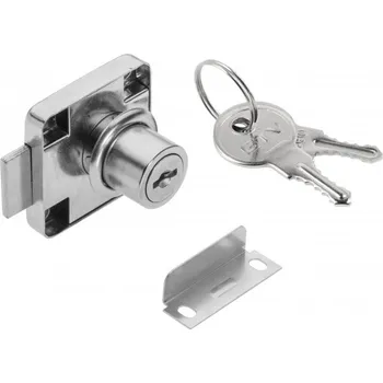 Nábytkové kování GTV KM 138 zámek, hranatý, s ocelovým klíčem, ocelový mechanismus, chrom nová verze